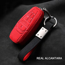 Red Suede Alcantara Leather Car Remote Key Fob Case Cover Shell For Aston Martin picture