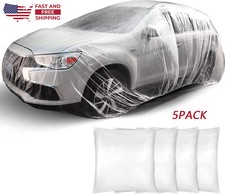 5Pc Clear Plastic Temporary Universal Disposable Car Cover Rain Dust Garage US picture