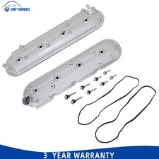 2x Aluminum Valve Cover Set For 1999-2008 Chevy Silverado GMC Sierra 4.8L 5.3L picture