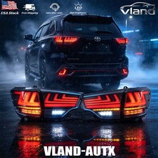 Smoked FULL LED Tail Lights For 2014-2019 Toyota Highlander w/Startup Animation picture