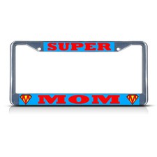 SUPER MOM Mother's Day Gift Metal License Plate Frame Tag Border picture