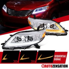 Fit 2011-2020 Toyota Sienna Projector Headlights Lamps LED DRL Sequential Signal picture