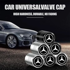 Mercedes Benz Tire Valve Caps Set of 4 Dust Covers Black Silver Red picture