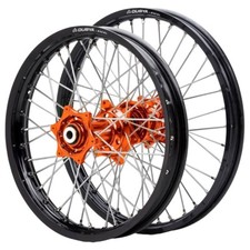 Dubya Edge Complete Front/Rear Wheel Set 1.60x 21/ 2.15x 19 Black Rim/Orange Hub picture