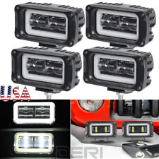 4X 4in LED Work Light Bar Pods Halo White Driving DRL Offroad Spot SUV Truck ATV picture