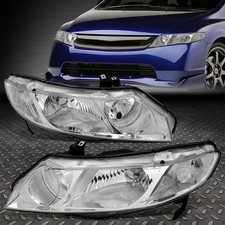 FOR 06-11 HONDA CIVIC SEDAN PAIR CHROME HOUSING CLEAR CORNER HEADLIGHT HEAD LAMP picture