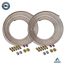 Copper Nickel Brake Line Tubing Coil Kit 3/16 Inch 25 Ft Fittings Easy Bend picture