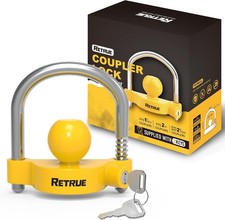 Adjustable Universal Trailer Coupler Lock - Heavy-Duty Hitch Lock, Bright Yellow picture