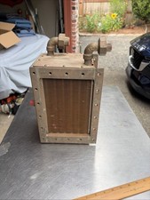 Vintage Heavy Duty Brass/Bronze Finned Heat Exchanger Fluid Oil Cooler Flanged picture