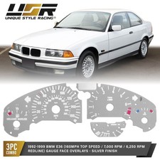 Silver Gauge Face Overlay For 1992-1999 BMW E36 3 Series 160MPH 7000 RPM picture