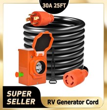 30Amp 25FT RV Extension Cord and Power Inlet Box Rain Proof for Motorhome Camper picture