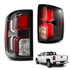 Halogen Upgrade To LED For 2014-2019 Chevy Silverado 1500 Black Tail Lights Pair picture