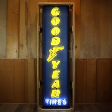 Goodyear Tires Vertical Neon Sign in Steel Can - HUGE 6 Ft  9VTGYR * Ships FREE picture