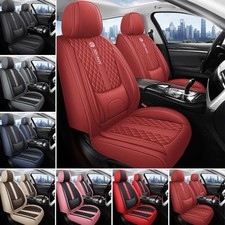 5-Seats Car Seat Covers Nappa Leather Front Rear Cushion Full Set Universal picture