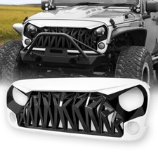 Black & White Shark Grille Front Bumper Grill For 2007-2018 Jeep Wrangler JK JKU picture