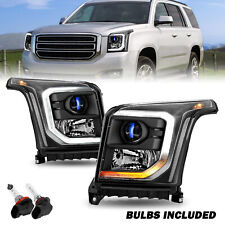 For 2015-2020 GMC Yukon Halogen w/ LED DRL Projector [OE Style] Black Headlights picture