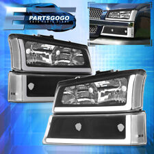 For 03-06 Chevy Silverado 1500 2500 3500 LED DRL Black Headlights + Bumper Lamps picture