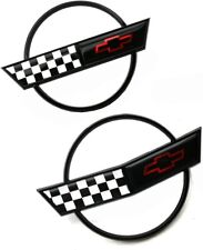 2pcs Black for 84-90 Corvette C4 Front Nose & Rear Gas Cross Flag Emblems Badge picture