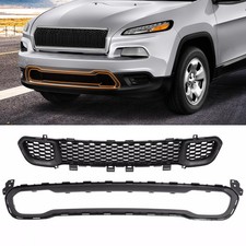 For Jeep Cherokee 2014-2018 Front Lower Bumper Cover Grille + Molding Trim Black picture