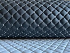 Leatherette Fabric Foam Quilted BLACK AND GRAY Car Seat Upholstery picture