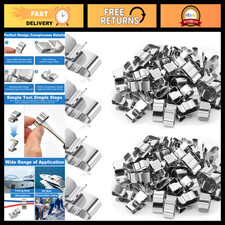 200 Pcs Stainless Steel Trailer Wire Clips - Metal Cable Clamps for PV Wiring, B picture