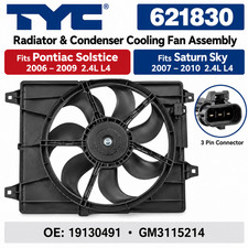 TYC 621830 Radiator Cooling Fan Assembly Pontiac Solstice 06-09 Saturn Sky 07-10 picture