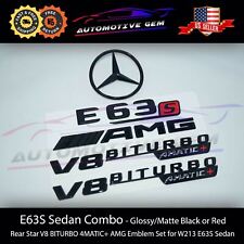 E63S AMG V8 BITURBO 4MATIC+ Rear Star Emblem Black Badge Combo Set Mercedes W213 picture