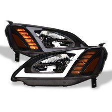 Topline For 2001-2003 Civic 2D/4D Switchback Sequential LED Strip Headlights Blk picture