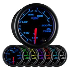 GlowShift Engine Oil Temp Gauge Kit w/ Sensor Sending Unit, Black 7 Color picture