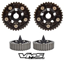 BLACK VMS RACING ADJUSTABLE CAM GEARS + SPIKED BOLTS HONDA ACURA B16 B18C picture