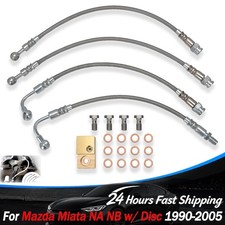 For 1990-2005 Mazda Miata NA/NB w/ Disc Brakes Front & Rear Brake Hose Lines Kit picture