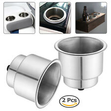 2x Stainless Steel Cup Drink Holders for Marine Boat Car Truck Camper RV w Drain picture