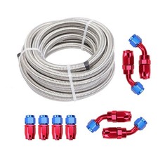 AN6 -6AN AN-6 3/8 Fitting Stainless Steel Braided Oil Fuel Hose Line 20FT Kit picture