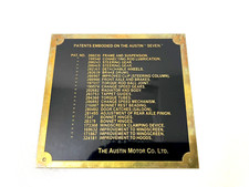 Vintage Car Austin Seven Motor Brass data Detailing Plate |Fit For picture