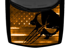 Skull Rustic American Flag Orange Truck Hood Wrap Vinyl Car Graphic Decal picture
