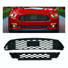 Front Bumper Upper & Lower Mesh Grille Grill Fit 2015 2016 2017 Ford Mustang picture