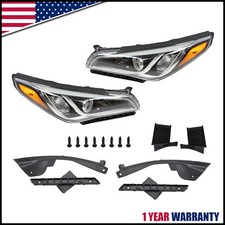Fit For 2015 2016 2017 Hyundai Sonata Chrome Halogen Headlight Headlamp Pair picture