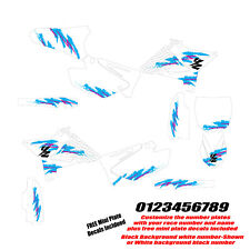 yz125 yz250 Retro Graphic kit for UFO  Restyle 90s retro white / cyan Custom #s picture