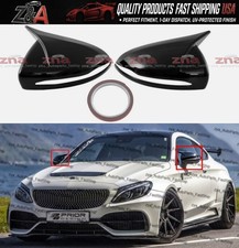 FOR 15-23 MERCEDES BENZ W205 C43 C63 AMG M STYLE GLOSS BLACK MIRROR CAP OVERLAY picture