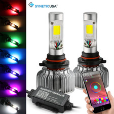 9005 LED COB Headlight Fog Light Low Beam + RGB Bluetooth Phone Control picture