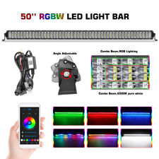 50 Inch 6D LED Light Bar RGB/White HALO Multi-Color Chasing Combo Driving&Remote picture