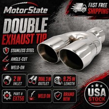 2'' / 3'' / 9.25'' Inlet/Outlet/Length Double Exhaust Tip Twins Outlet Angled picture