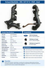 1968 Ford Mustang Mercury Cougar 390 427 GT-E Exhaust Manifolds Pair picture