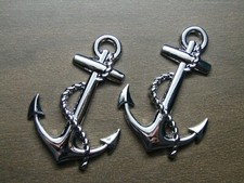 (2) ANCHOR 3D CAR EMBLEM STICKER DECAL.USN NAVY ANCHOR HEAVY DUTY DIE CAST METAL picture