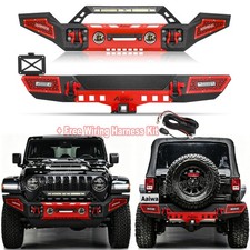 Steel Front Rear Bumper w/Winch Plate & Wire for 2007-2018 Jeep Wrangler JK JKU picture