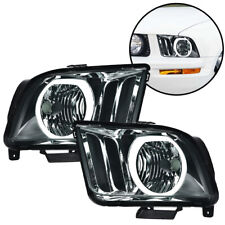 FIT FOR 05-09 FORD MUSTANG SMOKE/CHROME LED DRL HALO HEADLIGHTS ASSEMBLY NEW picture