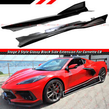 For 2020-2024 Corvette C8 Z51 Stage 3 Gloss Black Winglet Side Skirt Extension picture