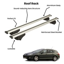 2 Pcs Silver Cross Bars for  PEUGEOT 407 SW 2004-2010 picture