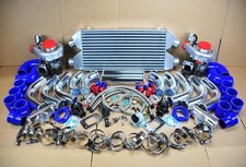 DIY TWIN TURBO KIT CHROME INTERCOOLER PIPE BLUE COUPLER for Inifinite G35 G37 V6 picture