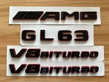 Black RED GL63 AMG V8 BITURBO Emblem Badge Sticker Set For Mercedes picture